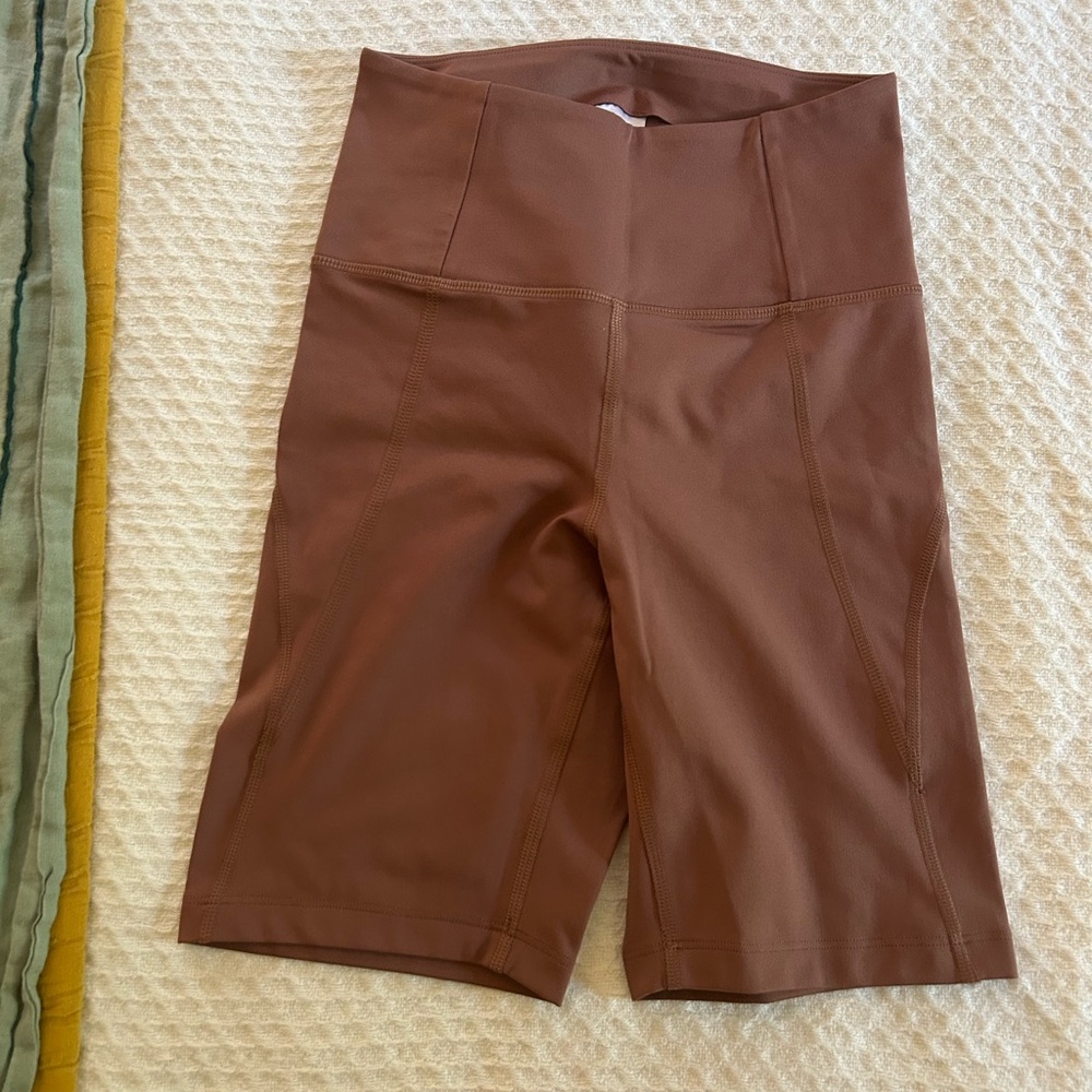 Girlfriend Collective Brown Bike Shorts High-Waisted